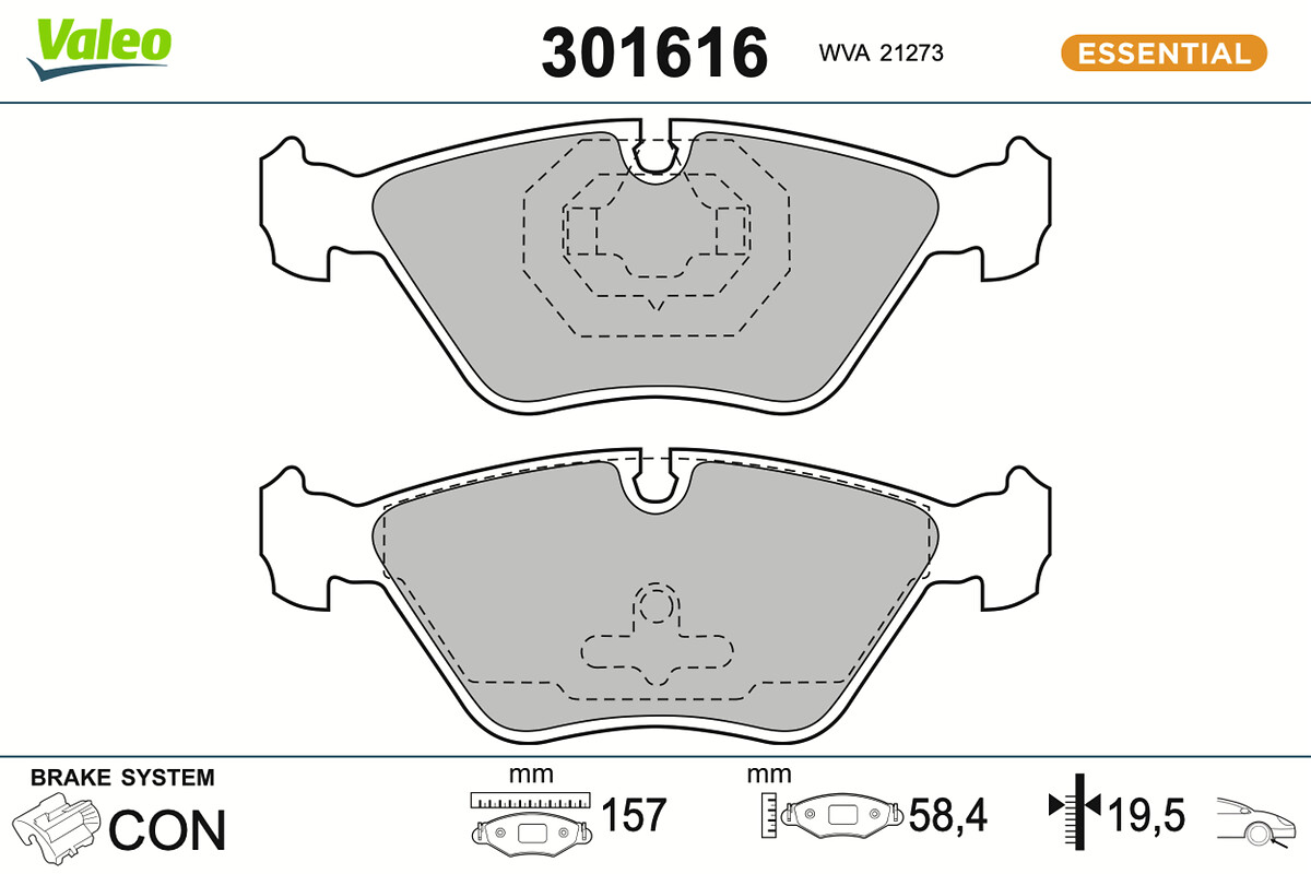 Jeu de 4 plaquettes de frein VALEO ref. 301616